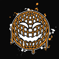 Wall Mural - vector graffiti hand drawn globe halloween designs for streetwear illustration