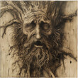 Wood Cut Forest Face, Tree, 15th century, 16 century, German Inspired, Forest Spirits, Creepy, Haunting
