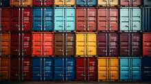 Containers On Board, They Are On Top Of Each Other, Different Colors