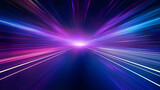 Fototapeta Do przedpokoju - high speed technology concept background, light abstract background. Image of speed motion on the road. Abstract background in blue and purple neon glow colors