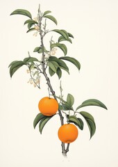 Poster - Nature fresh ripe juicy leaves tree food orange fruit tangerine healthy