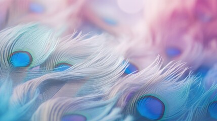Wall Mural - a close up of a blue and pink peacock feather, ai