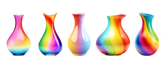 Sticker - Collection of beautiful vases for home decoration on transparent background PNG