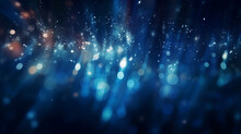 Blue Glitter Glow Particle Bokeh Background. Festive Celebration Wallpaper Concept