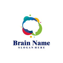 Canvas Print - Colorful Brain logo design vector. Creative Brain logo concepts template