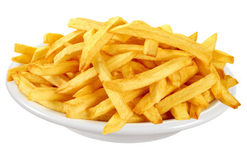 Wall Mural - prato com porção de batatas fritas crocante isolado em fundo transparente - batata frita com sal