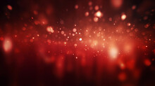 Red Glitter Glow Particle Bokeh Background. Festive Celebration Wallpaper Concept