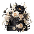 opulente festliche Torte schwarz creme mit vielen Blumen