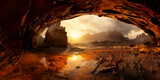Fototapeta Natura - Desert sunrise in a cave background