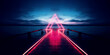 Scifi futuristic  triangle neon on bridge