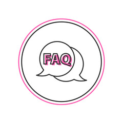 Wall Mural - Filled outline Speech bubble with text FAQ information icon isolated on white background. Circle button with text FAQ. Vector