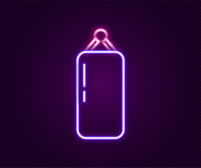 Sticker - Glowing neon line Punching bag icon isolated on black background. Colorful outline concept. Vector