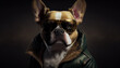 Hund aus Portrait mit Gesichtsausdruck Mimik und Gestik Tierische Darstellung Kartenmotiv Vorlage Generative AI 