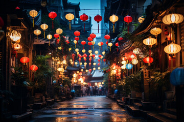 chinese lanterns in street 