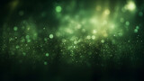 Fototapeta Sport - Green glitter glow particle bokeh background. Festive celebration wallpaper concept