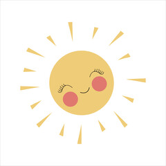 Wall Mural - The sun with closed eyes, smiling. Cartoon Baby