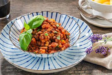 Sticker - Vegetarian lentil bolognese with mushrooms and carrots