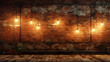 Illustration of seven lamps and a brick wall. Wallpaper, background.