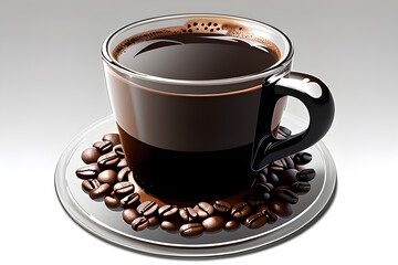 Hot Americano coffee isolated white background. ai generative