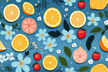 seamless pattern with cute fruits illustrations,a simple design for baby room decor and nursery decoration.cartoon fruits illustrations for nursery pattern.
