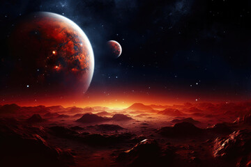 Wall Mural - Cosmic Dreams: Mars in a Starlit Universe