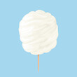 White cotton candy isolated on blue background. Vector cartoon illustration. Sweet food icon.