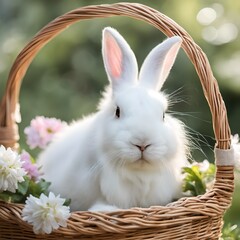 Wall Mural - rabbit in a basket