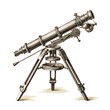 Rare Engraving: Vintage Telescope on Pure White