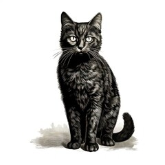 Poster - Vintage Engraving Style Bay Cat Illustration on White Background - 1800s Inspired