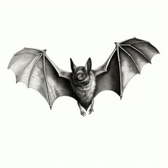 Poster - 1800s Style Bat Engraving on White Background - vintage illustration reminiscent of the past.