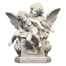 Cherubs Marble Statue Isolated On Transparent Background