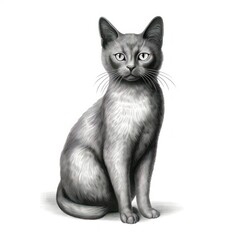 Canvas Print - Vintage-style Flat-Headed Cat Engraving on White Background, inspired by 1800s Illustration.