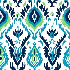 Sticker - Seamless Ikat Beach Towel Pattern - Perfect for Summertime