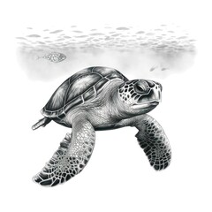 Wall Mural - 1800s-style engraving of Leatherback Turtle on white background.