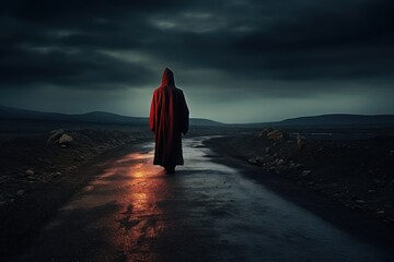 Wall Mural - Hooded Figure Enigma, Crossroads Scene