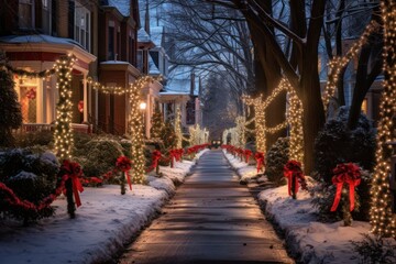 Poster - Festive Glow in Neighborhood Street