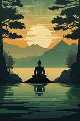 Wall Mural - Textless Meditation Retreat Poster showcases calming background for serenity.