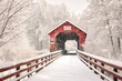 Winter's covered bridge, snow-clad wonderland.