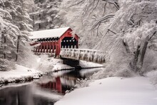 Wintry Bridge Amidst Snowy Paradise
