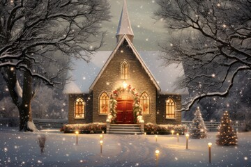 Poster - Christmas Eve Candlelight Service at Snowy Church