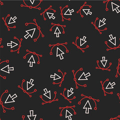 Sticker - Line Bezier curve icon isolated seamless pattern on black background. Pen tool icon. Vector