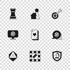 Wall Mural - Set Board game, Game dice, Chess, Playing cards, Classic dart board and arrow, Chip for and icon. Vector