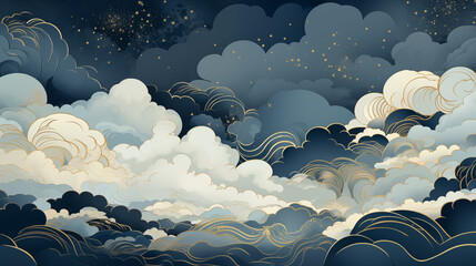 Wall Mural - blue sky with clouds background
