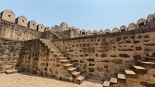 Historic Golconda Fort Architecture In Hyderabad, India, Was Built By The Qutb Shahi Sultans In 11th Century.