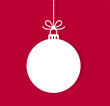 Christmas ball decoration on red background.