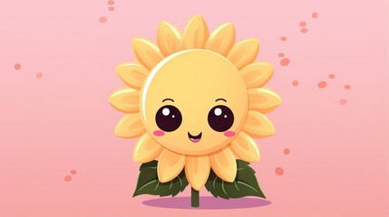 Wall Mural -  a cartoon sunflower with a big smile on its face.  generative ai