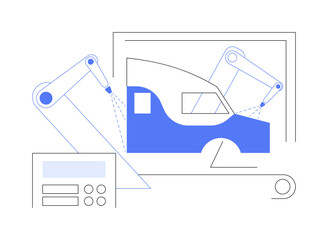 Sticker - Robotic truck cabin painting abstract concept vector illustration.