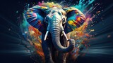 Fototapeta Zwierzęta -  an elephant with colorful paint splattered all over it's face.  generative ai