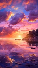 Wall Mural - sun down on the ocean side