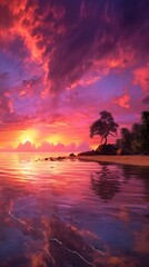 Wall Mural - sun down on the ocean side